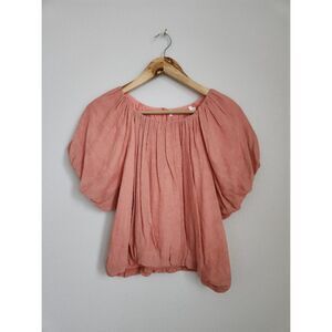 ASTR The Label Puff Sleeve Textured Peasant Top in Dusty Rose | Size S